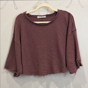 Free People Purple Boxy Crop Sweatshirt